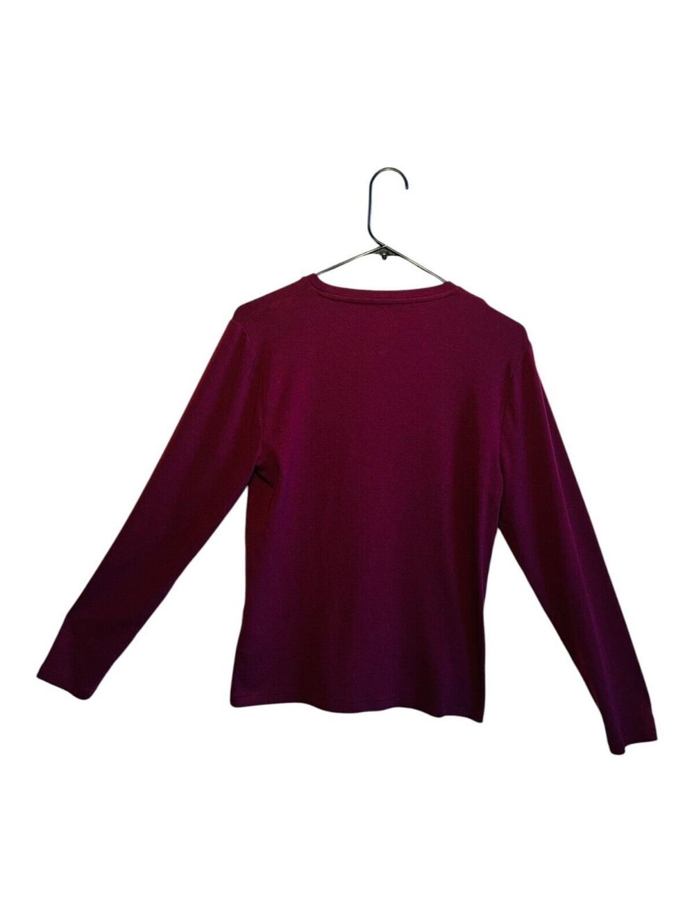 J.Crew - Everyday Tee Long Sleeve Burgundy - Crew Neck - Women's Large - Picture 2 of 5